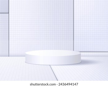 Podium in the style of a checkered notebook. Vector illustration.