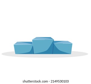 Podium as symbols of victory. Winning competition, getting prize-winning place, first place. Stand with three pedestals isolated on white. Achievement of success, victory, result of competition