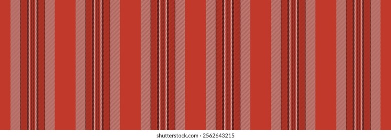 Podium textile pattern texture, package background vertical stripe. Contemporary lines vector fabric seamless in red and dark gray colors palette.