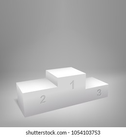 Podium with three steps. Realistic Vector illustration.