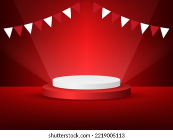 podium for trade show abstract geometric simple background 3d vector illustration