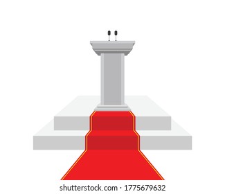 Tribuna de podio con ilustración vectorial de alfombra roja