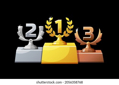 Podium Trophy Title are silver, bronze and gold for the game.