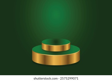 podium with two stacked circles in gold and green colors