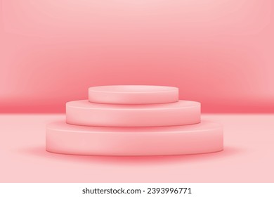 Podium Valentine soft pink 3d simple illustration template