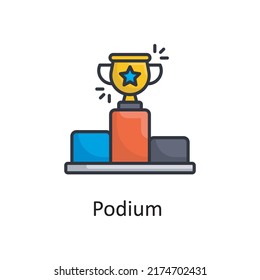 Podium vector Filled outline Icon Design illustration. Project Managements Symbol on White background EPS 10 File