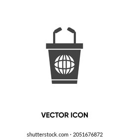 Icono vector de podio. Ilustración vectorial plana moderna y simple para sitio web o aplicación móvil.Símbolo tribune, ilustración de logotipo. Gráficos vectoriales perfectos para píxeles