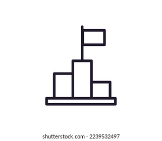 Icono de línea vectorial de podio. Logotipo de calidad premium para sitios web, diseño, tiendas en línea, empresas, libros, publicidad. Pictograma de contorno negro aislado en fondo blanco 