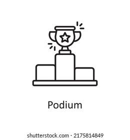 Ilustración de diseño de iconos de contorno vectorial de podio. Símbolo de administración de proyectos sobre archivo EPS 10 de fondo blanco