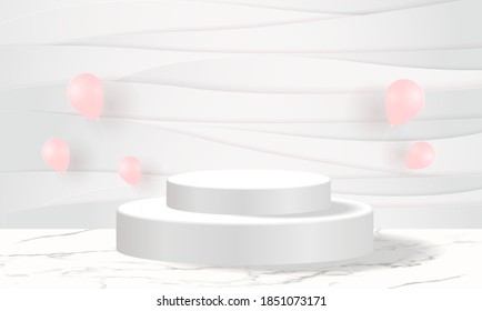 Podium mit weißem Hintergrund, weißer Abstraktion für MocktBusiness 