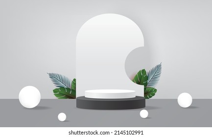 Podium-weiße schwarz-mock-up-Hintergrund - Minimalstudio