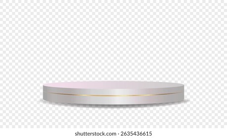 Podium white on transparent background Vector 3d. Template Stand for product presentation studio showroom awards. Product display mockup.