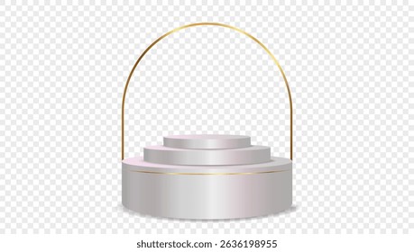 Podium white on transparent background Vector 3d. Template Stand for product presentation studio showroom awards. Product display mockup.