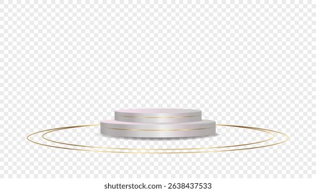 Podium white on transparent background Vector 3d. Template Stand for product presentation studio showroom awards. Product display mockup.