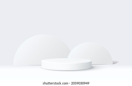 podium white show product minimal add object natural plant background mockup cosmetic.