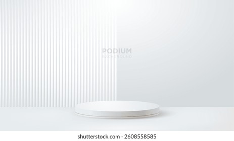 Podium in white studio room on modern background for product display vector illustration.