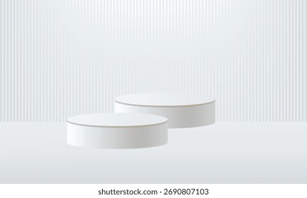 Podium in white studio room on modern background for product display, vector eps10