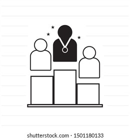 Podium, winner icon. Element of winner line icon on grey line background.