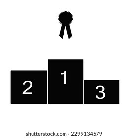 Podium winner icon isolated on white background. First place ribbon. Vector illustration.