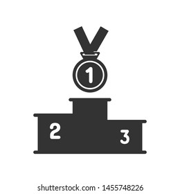 Podium Winner Medal Vector Illustration First Place Prize Icon