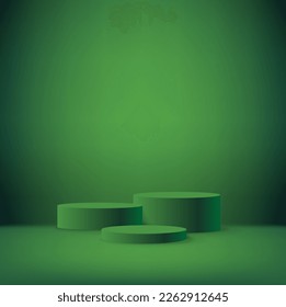 Podiums Y Green Abstract Background 
Con malla gradiente, iluminación vectorial