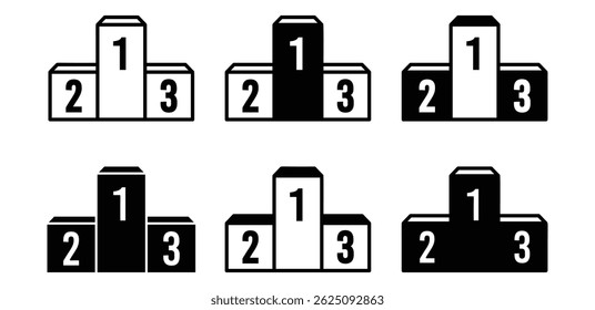 Podiums com ilustrações de design de vetor de níveis numerados isolados no fundo branco