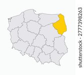 Podlaskie Highlighted on Poland Administrative Map Vector Illustration