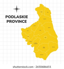 Ilustração do mapa da província de Podlaskie. Mapa da província em Polonia