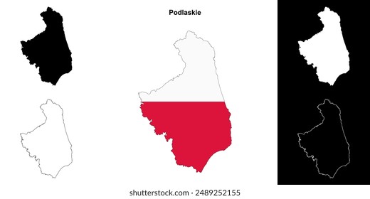 Podlaskie province outline map set