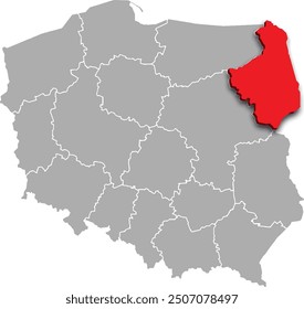 PODLASKIE PROVINCE of POLAND 3d isometric map WITH ADMINISTRATIVE DIVISIONS