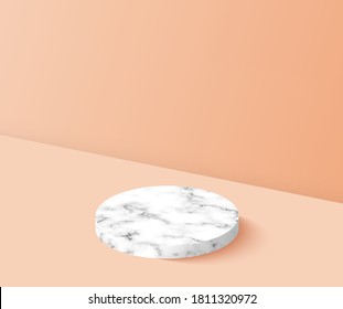 poduim backdrop with empty cube box for cosmetic product display. fashion beauty vector background with marble stone texture,illustration EPS10