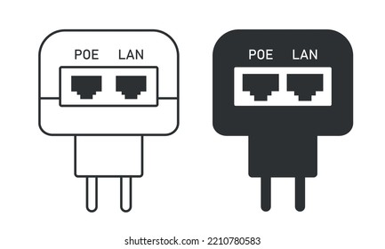 Poe apapter set. Injector for electronic equipment on a white background