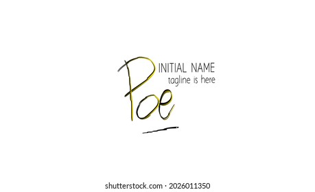 Poe Initial Handwriting Logo Name Design Template Vector