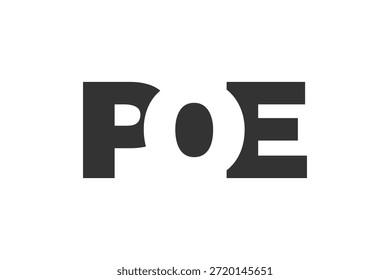 Diseño del logotipo de POE. Letra inicial P O E estilo de letra en negrita para startups tecnológicas, consultoría, marca corporativa. Nombre creativo de la empresa, titulares de la tipografía, identidad, logotipo de moda. Ilustración vectorial.