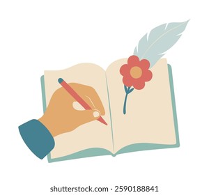Poem Book with flowers and bookmark