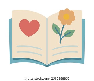 Poem Book with flowers and love elements