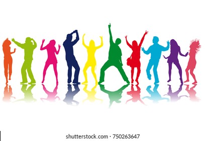 Poeple Dancing, Vector Silhouettes.