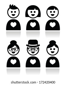 Poeple in love, valentine's day icons set