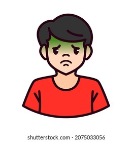 Poeple With Sickness Expression, Disease, Nausea, Feeling Gross Vector Icon Character Illustration