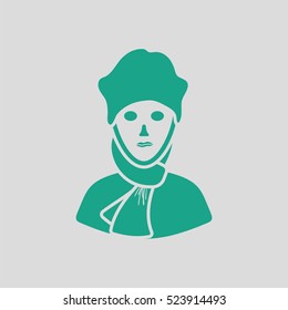 Poet icon. Gray background with green. Vector illustration.