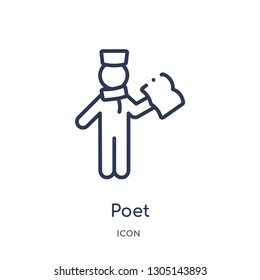 poet icon from people skills outline collection. Thin line poet icon isolated on white background.