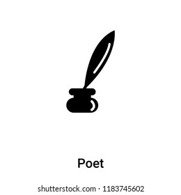 Poet icon vector isolated on white background, logo concept of Poet sign on transparent background, filled black symbol