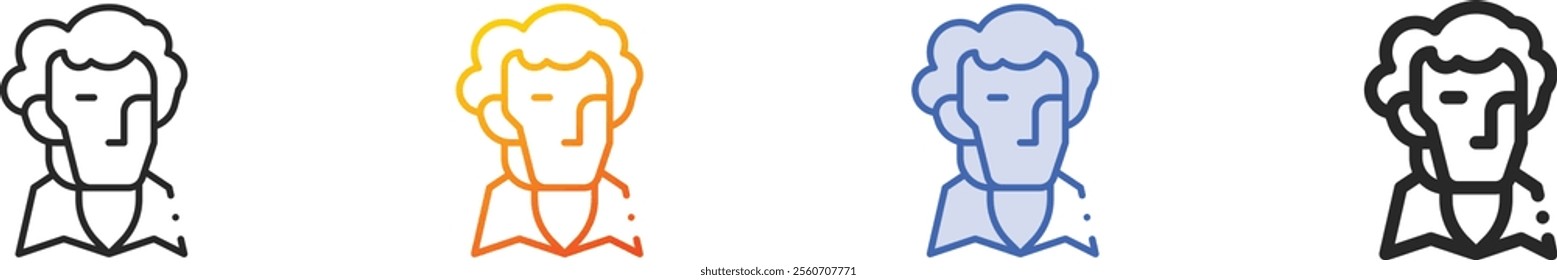 poet icon.Thin Linear, Gradient, Blue Stroke and bold Style Design Isolated On White Background