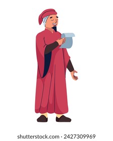 poet man with paper illustration vector