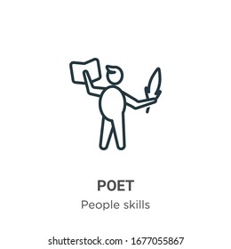 Poet outline vector icon. Thin line black poet icon, flat vector simple element illustration from editable people skills concept isolated stroke on white background