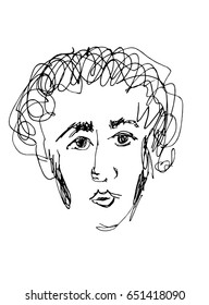 Poet portrait, hand drawn vector illustration