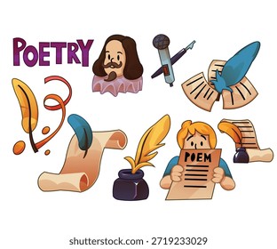 Conjunto de Vectores de ilustración de personajes de poesía