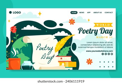 Poetry Day Social Media Landing Page Cartoon Hand Drawn Templates Background Illustration