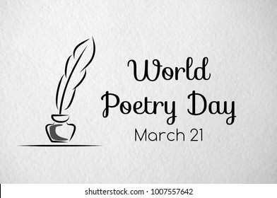 Poetry Day Vector Greeting Banner. Paper Texture