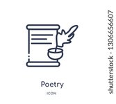 poetry icon from museum outline collection. Thin line poetry icon isolated on white background.